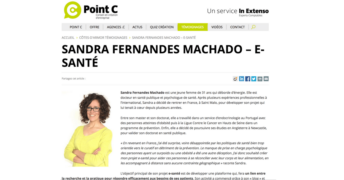 Sandra FM, point c, Sandra Fernandes-Machado, e-sante, promotion de la santé, prévention, obésité, surpoids, psychologue, santé publique